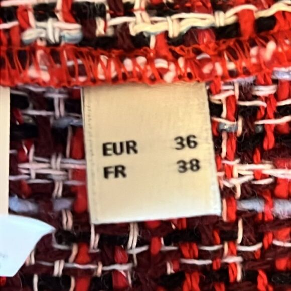 C&A Red Multicoloured Tweed European Jacket Shacket Size‎ EU 36 US M/L - Picture 15 of 16